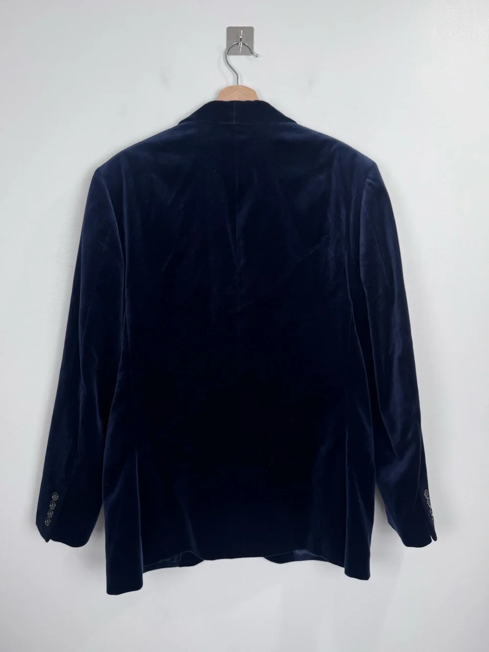 J. Crew Men Navy Blue Velvet Shawl Collar Tuxedo Blazer Jacket Size 40R